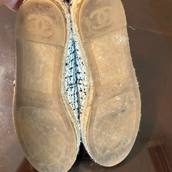 Chanel White and Black Tweed Espadrilles - Picture 5 of 6